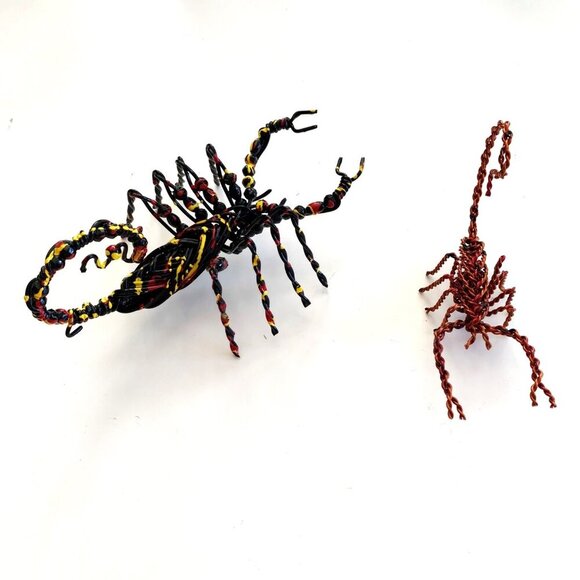 Wire Copper Metal Art Scorpion Figurines Handmade Unique Eclectic Decor Set of 2 - Picture 1 of 8